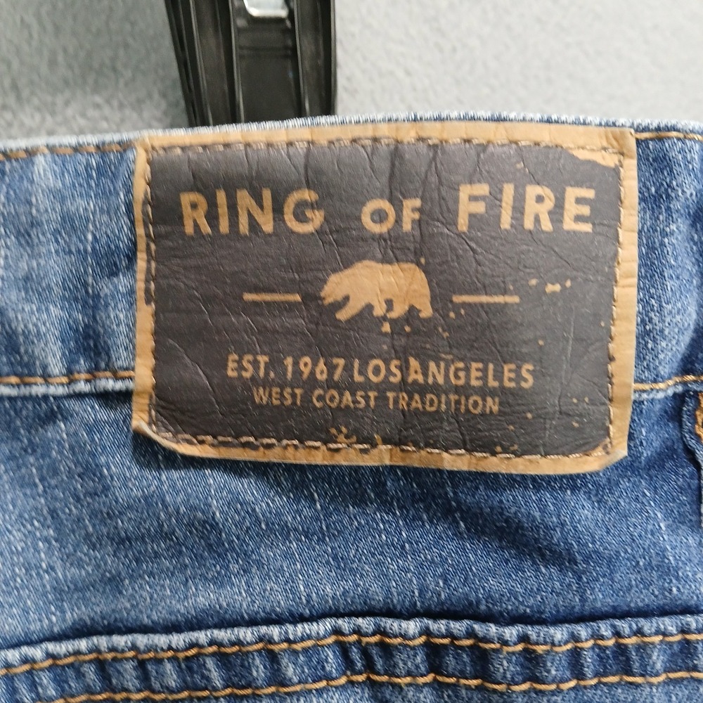Ring Of Fire Jeans Mens 34x30 Blue Denim Cotton Slim Fit Mid Rise Straight Leg - Picture 13 of 13